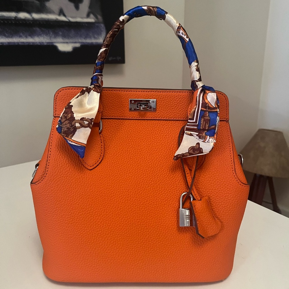 Orange Togo Leather Toolbox Bag